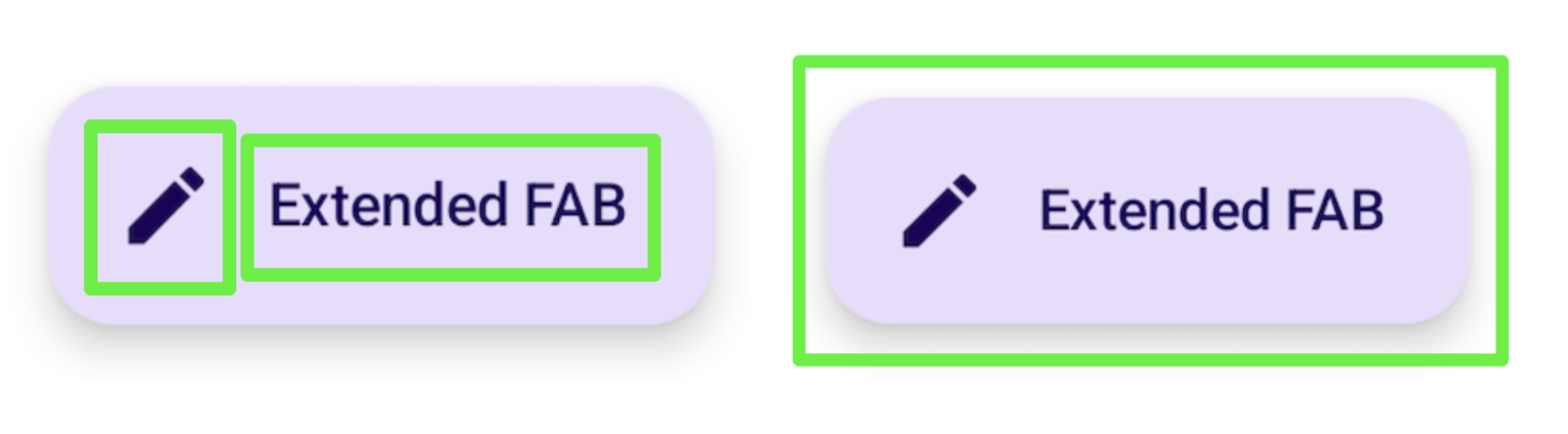 Buttons with unmerged versus merged children semantics.