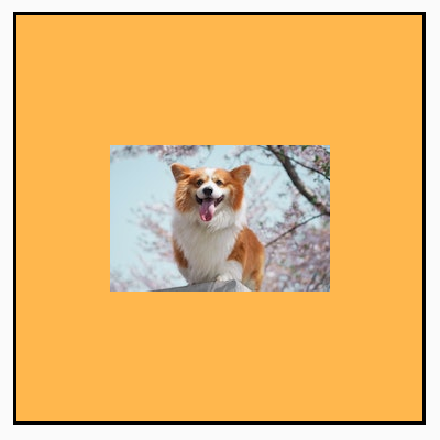 A landscape image, originally smaller than its square bounds, displayed at its original size within the frame, showing a yellow background around it.