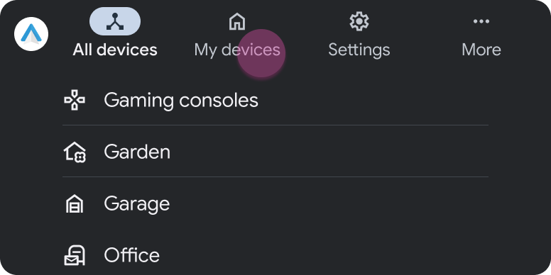 Tab template with embedded List template with 4 items and 4 tabs at
          the top
