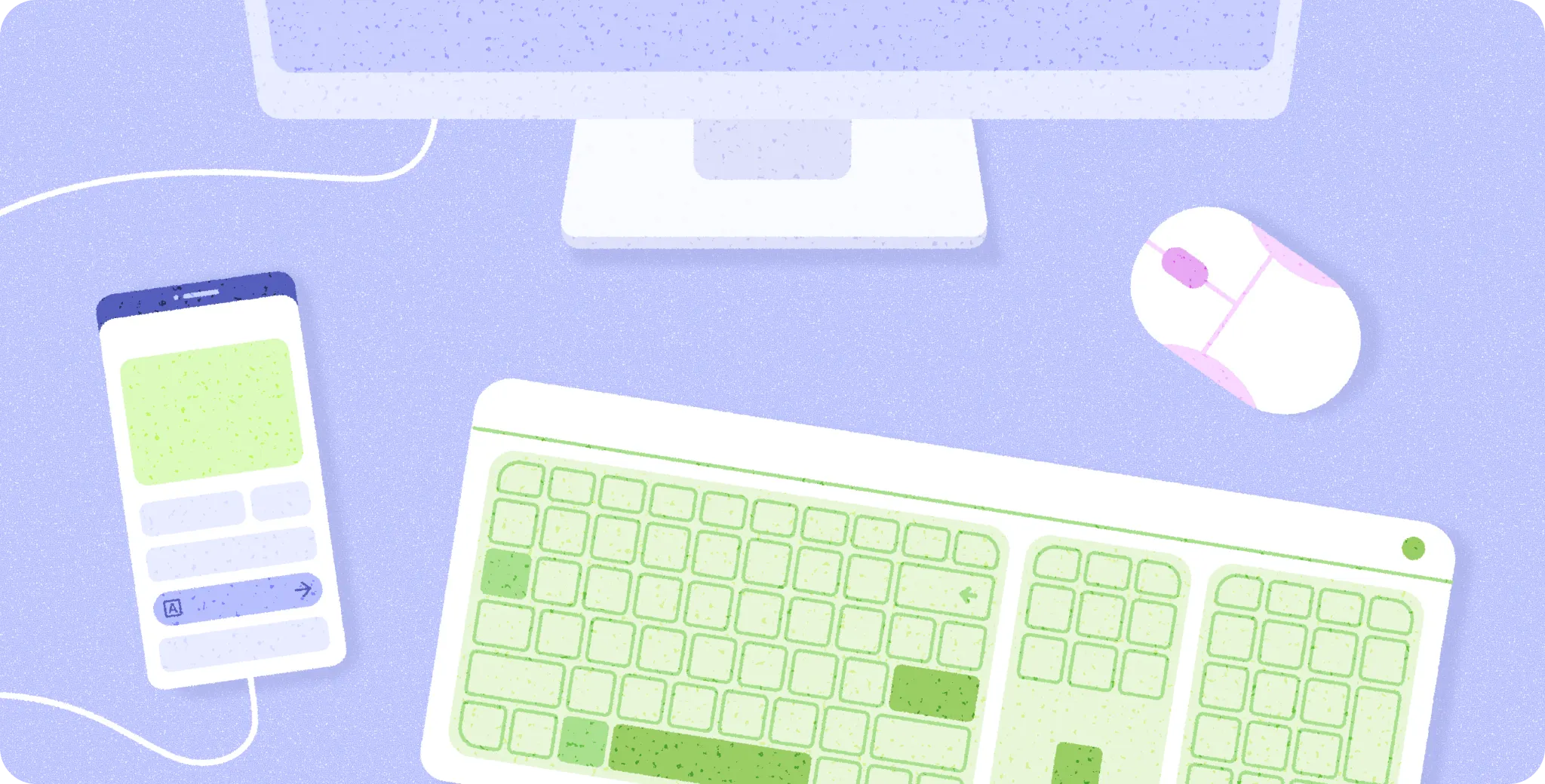 Phone connected to display and
keyboard.