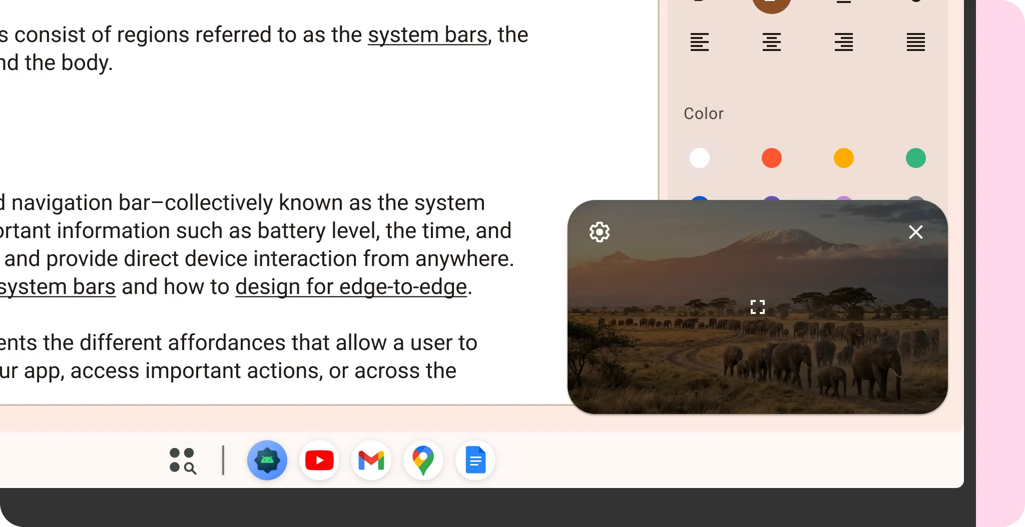 Picture-in-picture modal on tablet.