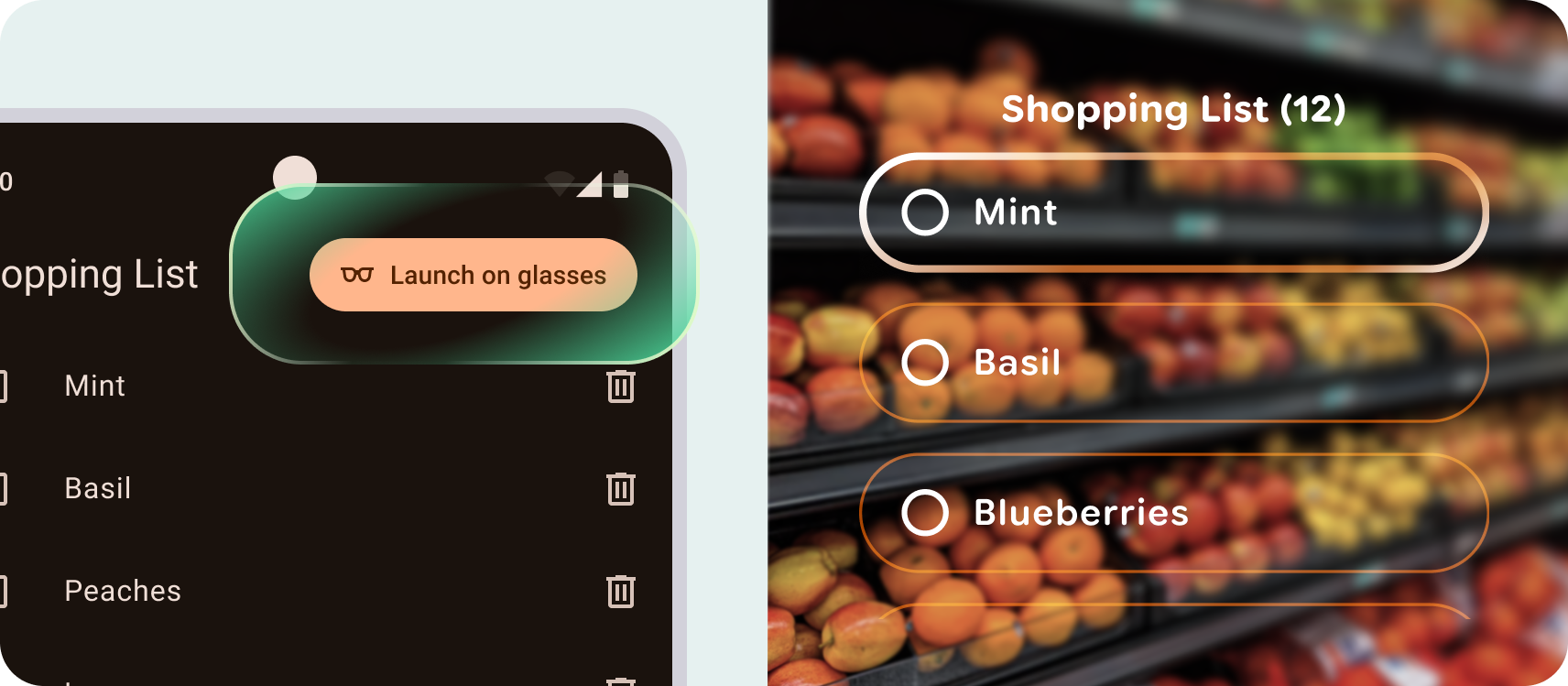 A button on mobile that opens the glasses app
