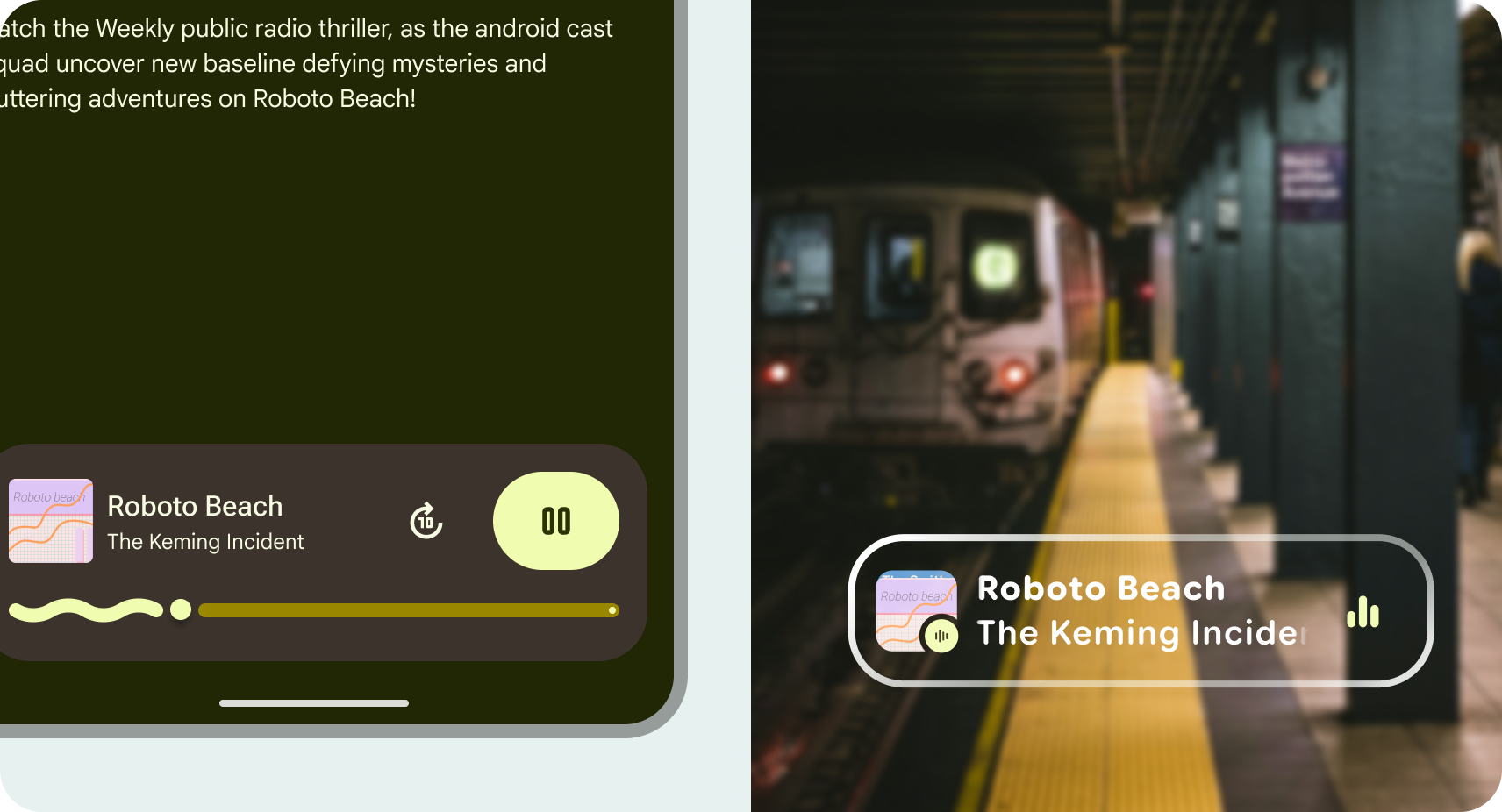 A media player prompting playback display on glasses
