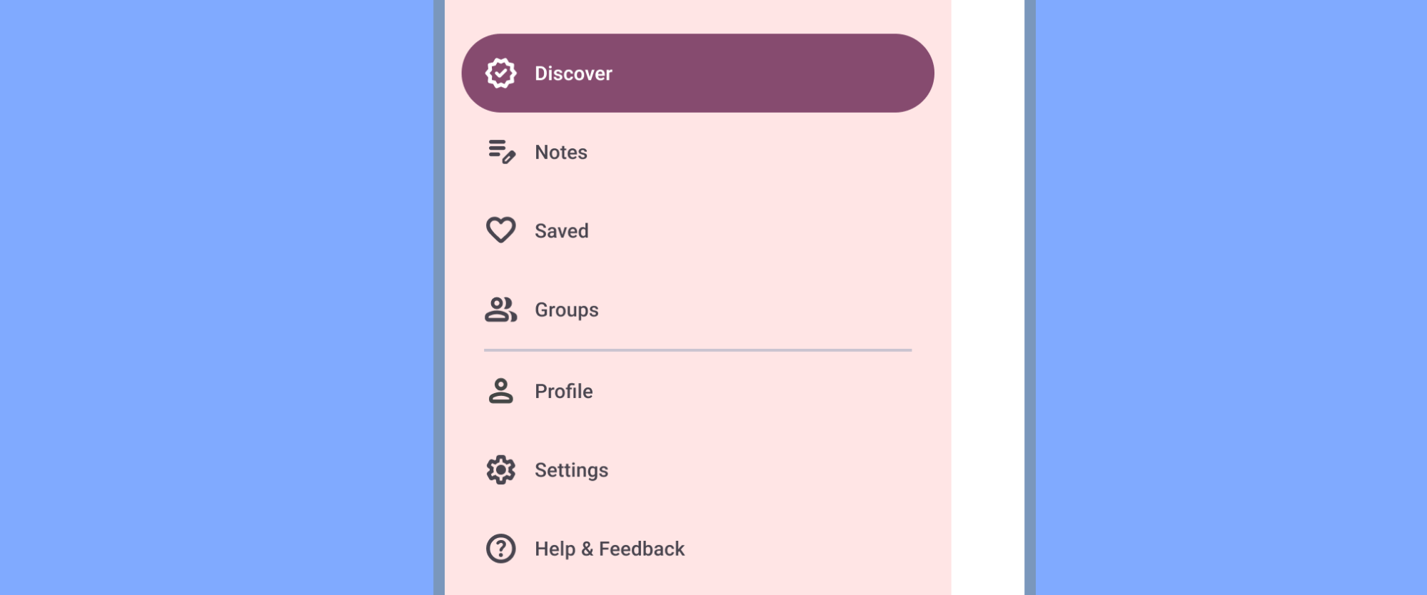 settings in side nav