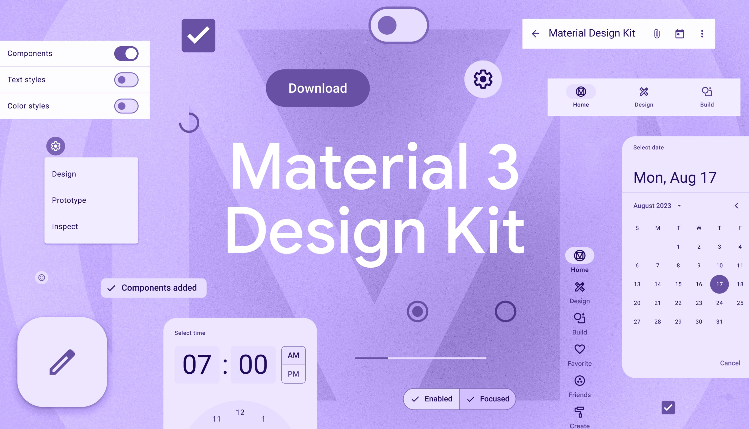Collage of elements from the Material 3 Design
Kit