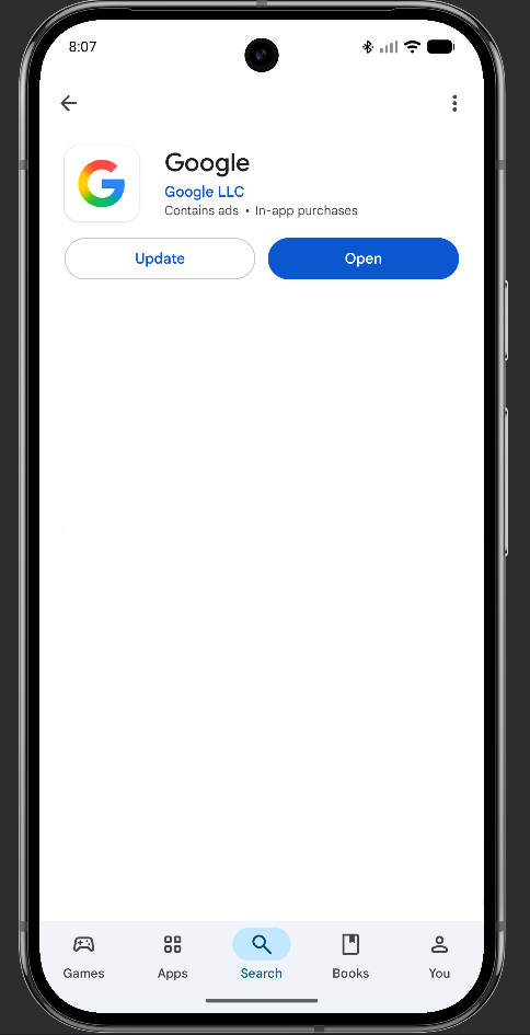 Update the Google app from the Google Play Store
app.