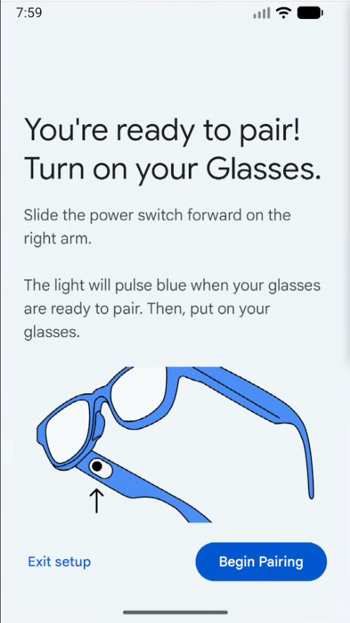 Select Begin Pairing on the first app screen.