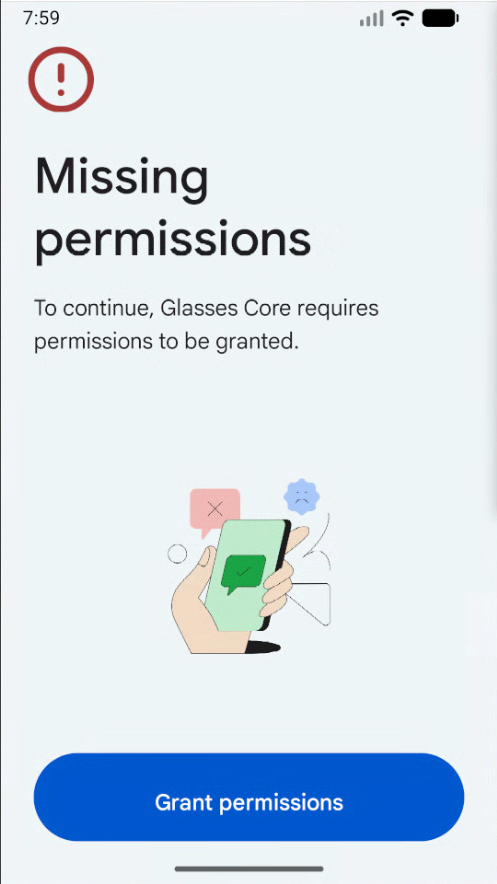 Grant the permissions required in the app.