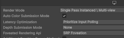 Unity settings for foveated rendering
