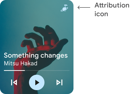 Attribution icon on media card