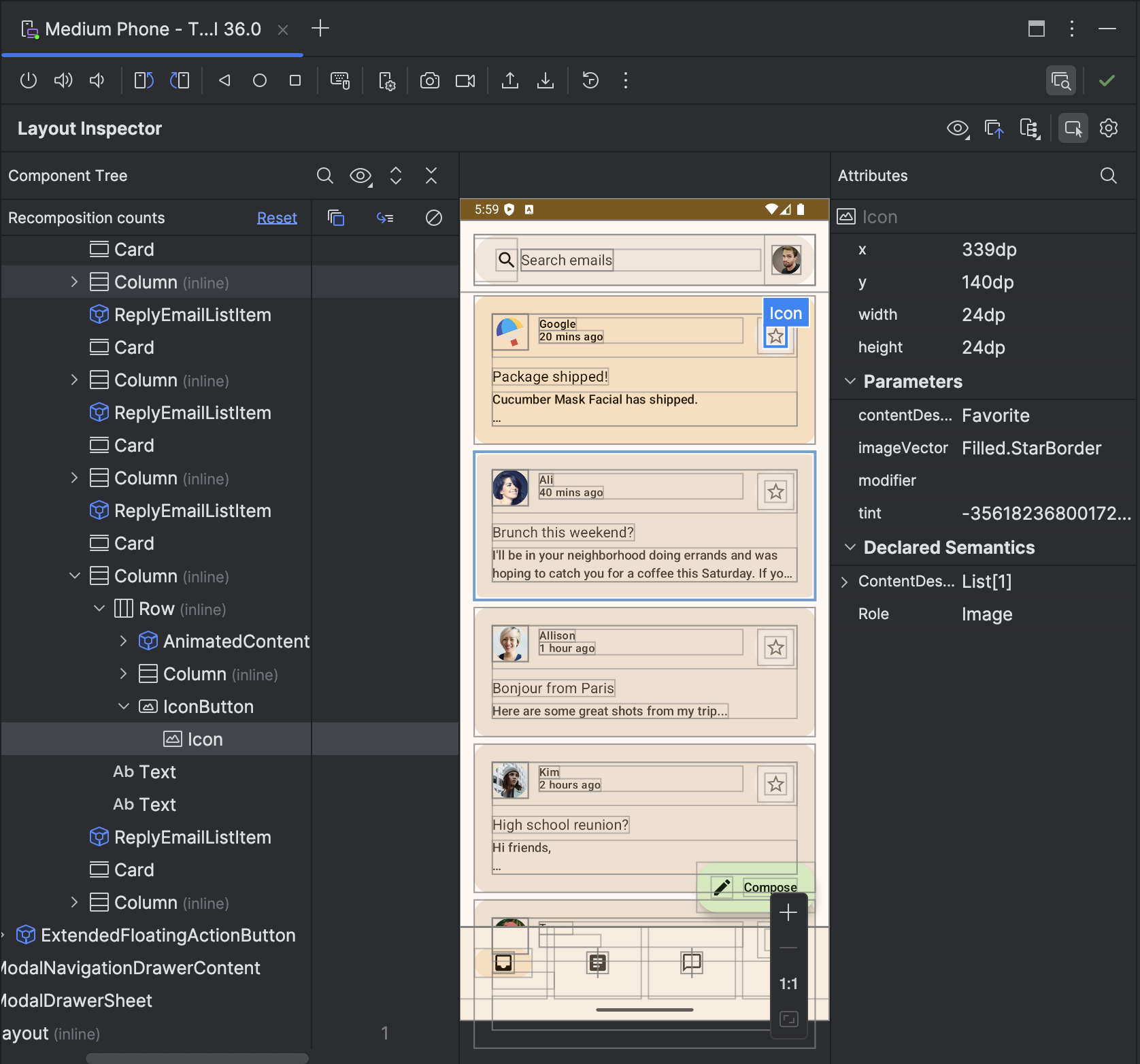 The component tree in the Embedded Layout Inspector now supports horizontal scrolling and automatic scrolling on selection.