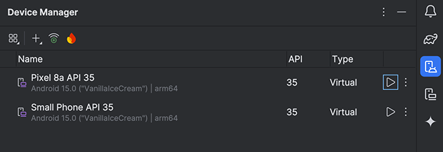 Device manager UI example