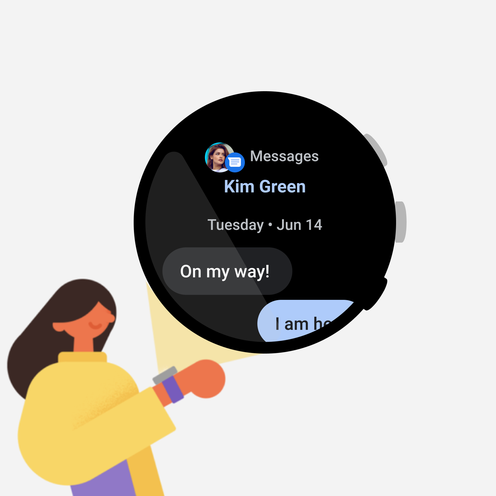 Messaging app multifunction button example