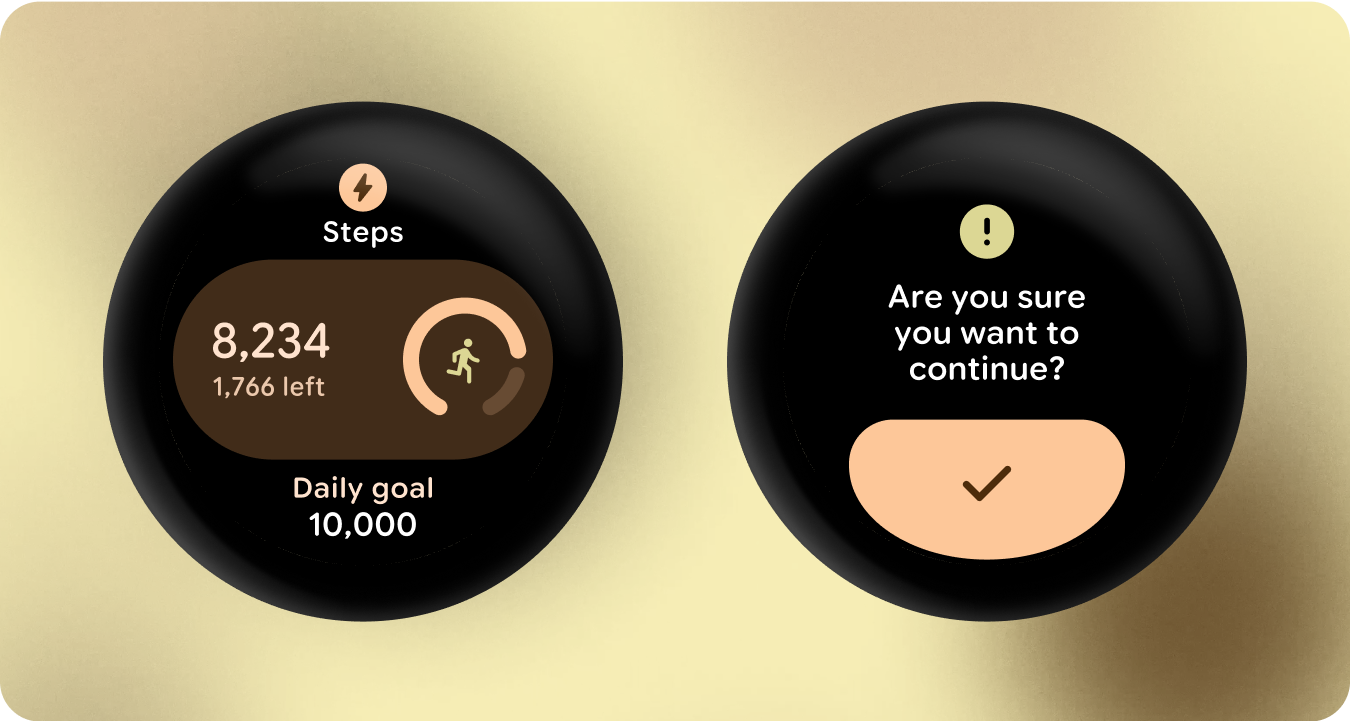 "The check button at the bottom has a curved bottom
edge"